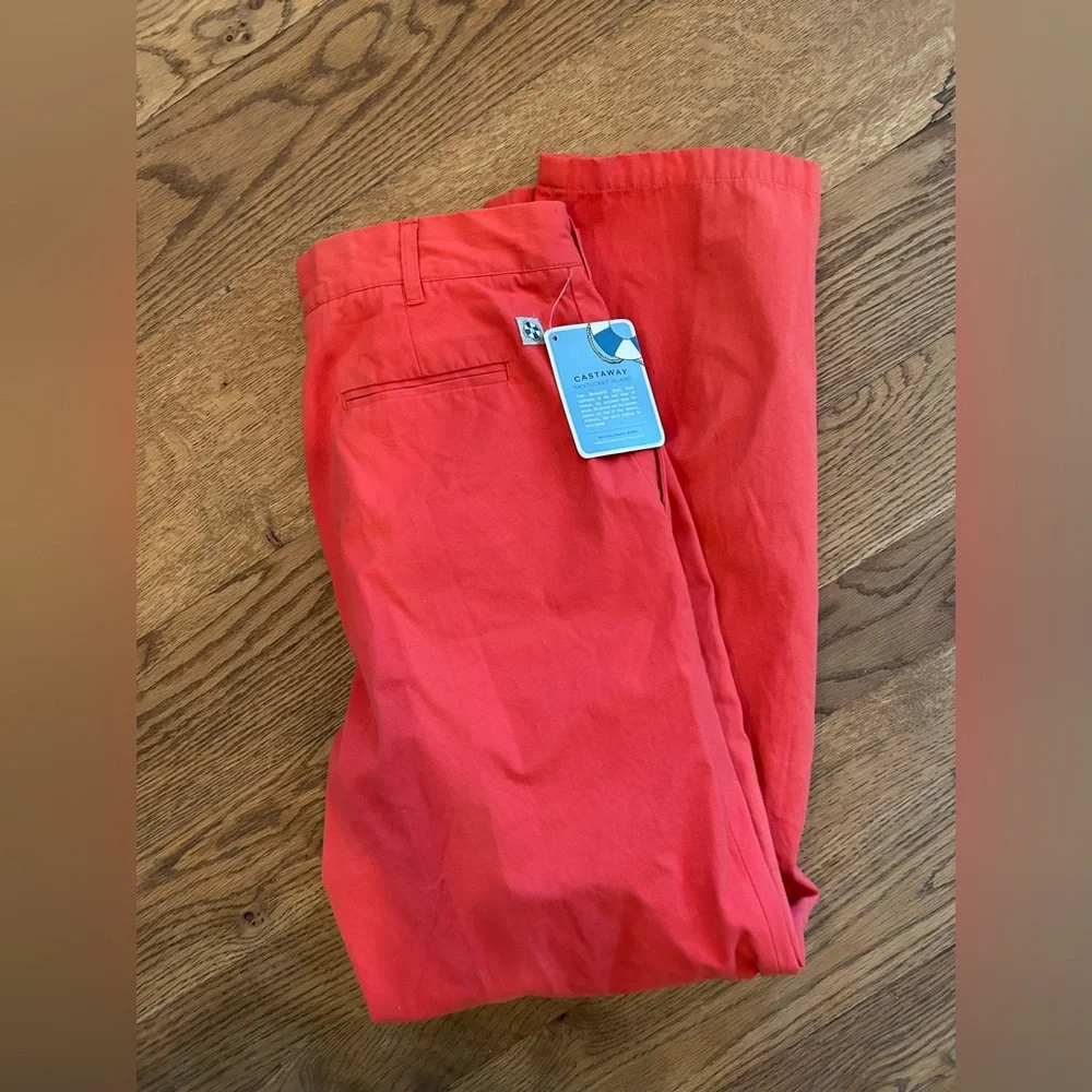 NEW Castaway Nantucket Island Pants 32x32 Harbor Chino Stretch Twill coral NWT - Picture 1 of 5